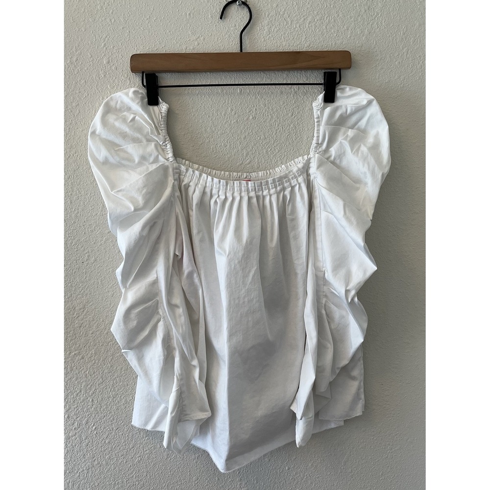 Kate Spade Women's Blouse Top Size 4 White Puff Sleeve Square Neck Romantic Chic